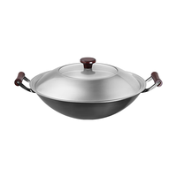 京东京造 炒锅 炒菜燃气灶圆底爆炒无涂层防粘 双耳精铁大锅 40cm 【带盖】双耳大锅 40cm