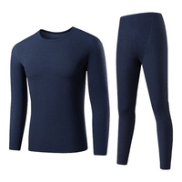 猫人保暖内衣男士圆领一体奥利绒双层复合加绒加厚秋冬保暖套装男 男款藏青色 XXL