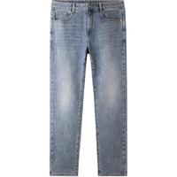 海澜之家 山不在高水洗黑色牛仔裤25春秋刺绣直筒长裤子男