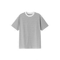 無印良品 MUJI（無印良品 ）男式 天竺织 圆领短袖T恤 男士打底衫男款  ABA0CC4A 白色×条纹 L 175/100A