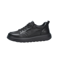 Cele 休闲皮鞋男新款真皮百搭软底厚底增高工作通勤鞋 男 黑色