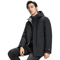 罗蒙(ROMON)【可拆卸帽】羽绒服男2024冬季商务短款加厚保暖羽绒外套男 宝石黑 170/M (100-120斤)
