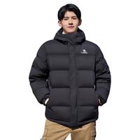 CAMEL骆驼黑色羽绒服男冬季科技防寒加厚连帽外套短款防静电面包