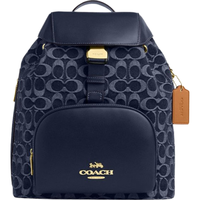 COACH 奥莱女士经典标志丹宁布PACE双肩包 IM/丹宁蓝色/天然色