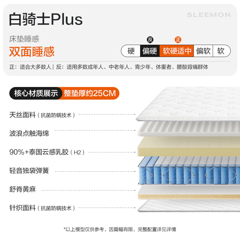  Sleemon/喜临门 高纯乳胶 乳胶独袋弹簧床垫