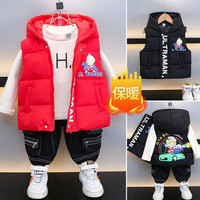 G.DUCKKIDS小黄鸭联名奥特曼男童马甲秋冬装儿童背心中小童宝宝加厚连帽外套 红色