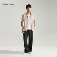 Calvin Klein Jeans夏季男士休闲通勤ck刺绣字母舒适短袖衬衫外套J324459 PED-