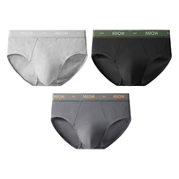 猫人【纯棉抑菌】男士内裤男纯棉三角裤含桑蚕丝内裆10A升级3条装 2XL