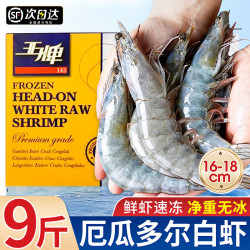 渔吻 王牌生鲜大虾鲜活盐冻厄瓜多尔白虾原装进口南美大虾基围虾  3斤(净重)  30-40 1盒