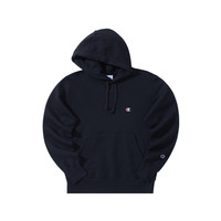 Champion冠军加绒卫衣男秋冬连帽加厚女刺绣潮牌套头上衣红色潮牌 黑色 L