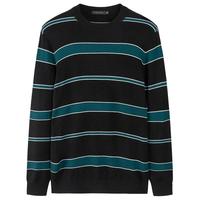 才子 TRIES男装圆领羊毛针织衫男2024秋季条纹打底毛衣