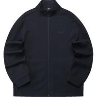 鸿星尔克卫衣男开衫外套秋季立领长袖针织防风束口休闲上衣户外慢跑服 黑曜蓝 3XL