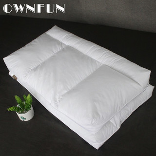 OWNFUN 低枕头薄枕芯 颈椎枕  矮款单人分区颈椎平枕羽绒纤维混鹅绒枕头 白色 48*74(单个）