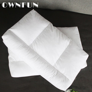 OWNFUN 低枕头薄枕芯 颈椎枕  矮款单人分区颈椎平枕羽绒纤维混鹅绒枕头 白色 48*74(单个）