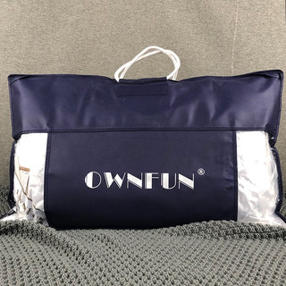 OWNFUN 低枕头薄枕芯 颈椎枕  矮款单人分区颈椎平枕羽绒纤维混鹅绒枕头 白色 48*74(单个）