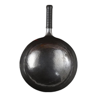 孟大锤章丘手工铁锅锻打古法炒菜锅老式家用无涂层不易粘锅圆底炒锅 古法黑锅+3件套(已开锅) 32cm