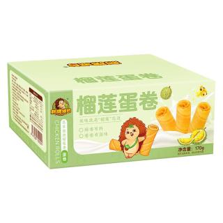 刺猬阿甘榴莲夹心鸡蛋卷酥榴莲味老式手工蛋卷休闲零食饼干整箱170g 榴莲味鸡蛋卷*2箱