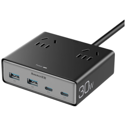 航嘉 30W快充 氮化镓快充充电器 多口拖线板  Type-C+USB-A口 单头 30W