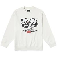 VANS范斯 男女纯棉套头卫衣可爱熊猫 米白色 M