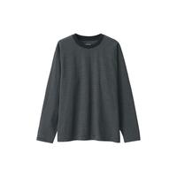 無印良品 MUJI（無印良品 ）男式 天竺织 圆领长袖T恤男士打底衫 黑色条纹 M 