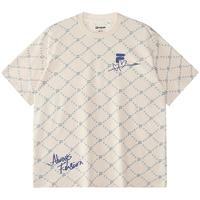 FILA FUSION斐乐潮牌款针织短袖衫2024春时尚宽松纯棉T恤 麦乳色-BG 180/100A/XL