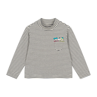 马·拉丁（M.Latin）/童装上衣冬装中性小童多色条纹半高领打底T恤 黑色条 100 100cm