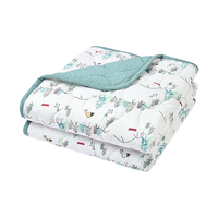 nest designs婴儿竹棉盖被 儿童秋冬薄夹棉盖毯 幼儿园四季必备被子 林间小路S码（110*140cm）