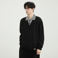 马克华菲 秋冬假两件设计感撞色加厚保暖针织衫休闲百搭毛衣男