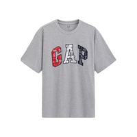 Gap男女装2025夏季纯棉贴布绣logo短袖T恤宽松百搭上衣729364