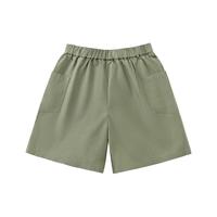無印良品 MUJI（無印良品 ）大童 棉素材 短裤 儿童裤子童装男女 休闲裤 纯棉全棉 CB05CC4A 卡其绿色 120/53A