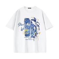 GV真维斯潮牌男士短袖t恤夏季白色纯棉印花上衣服男款小众半袖男A