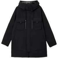 杰克·琼斯(JACK&JONES)AIZAWA设计师联名男装棉服宽松连帽保暖中长款防水外套225409015 E43纯黑色 XL (185)