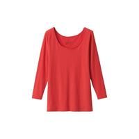 無印良品 MUJI(無印良品 )女式 棉冬季 U领 八分袖T恤 打底衫 FCD56A3A 红色 L (165/88A) L(165/88A)