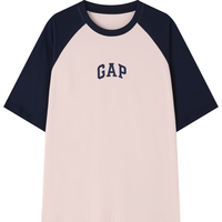 Gap男女装2024夏季LOGO撞色插肩袖短袖T恤宽松休闲上衣544461 紫色 175/96A(L) 亚洲尺码