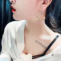 针欧美夸张方形耳环女韩国长款气质个性耳钉88 不规则圆环A0126