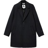 杰克·琼斯（JACK&JONES）男装25年秋冬季毛呢大衣男士中长款宽松韩系简约羊毛呢子外套男 E40黑色 常规 2XL （190）