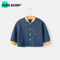 pureborn 博睿恩 男宝宝外套秋款婴幼儿衣服男童装可爱百搭牛仔色上衣1-4岁
