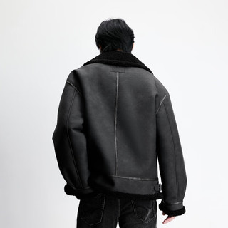 杰克琼斯 225409036 翻领毛领棉服 E41黑色 M(175)