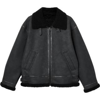 杰克琼斯 225409036 翻领毛领棉服 E41黑色 M(175)