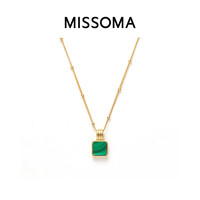 88VIP：MISSOMA 方形孔雀石吊坠项链 金色孔雀石 RC-G-N1-ML-CH3-B