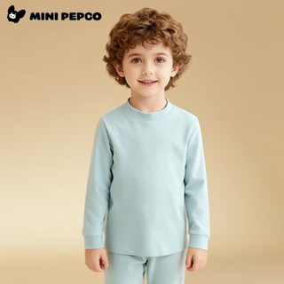 小猪班纳（PEPCO）儿童保暖内衣儿童秋衣打底衫半高领T恤家居服德绒打底衫 雾霾蓝 150 cm 身高135-145cm