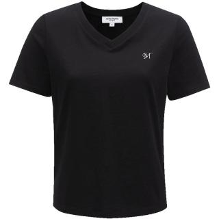 女士V领字母logo纯棉T恤