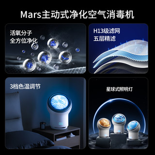 爱迪生Mars空气净化器家用除甲醛灰尘螨烟味猫毛臭氧消毒机星球机
