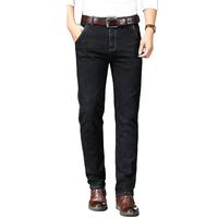 罗蒙（ROMON）牛仔裤男2025秋冬中年商务休闲棉弹力男士宽松直筒长裤子 黑色加绒 33