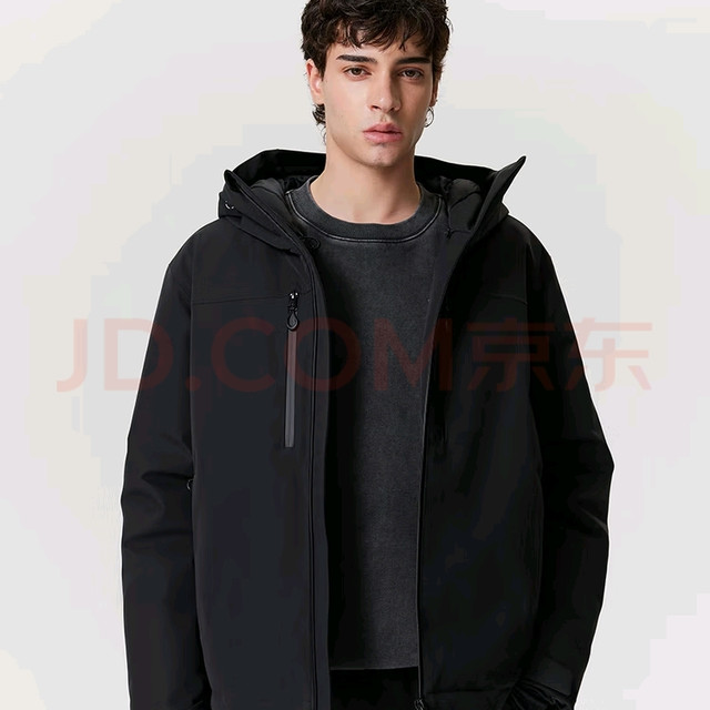 JACK&JONES 杰克琼斯 男士连帽防水户外鸭绒短款羽绒服冲锋衣