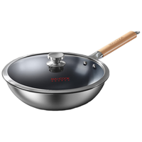 美厨（maxcook）炒锅有钛无涂层不粘炒锅 钛锅三层钢锅32cm燃气电磁炉通用MCC7597