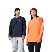 HERDE PEOPLE 牧荒者长袖上衣女秋季户外运动休闲潮流圆领男士T恤运动服 阳光橙  M M 110-130斤