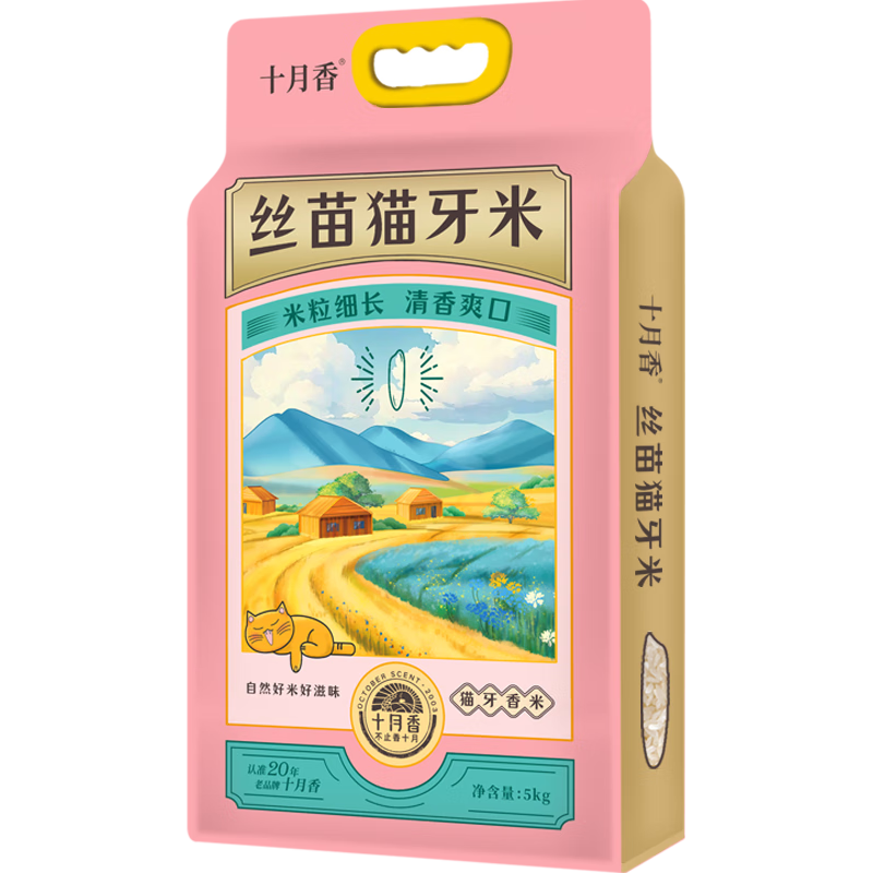  十月香 2023当季新米 籼米  丝苗猫牙米5KG 袋装 5kg