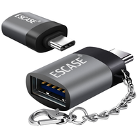 ESCASE Type-C转USB3.0转接头安卓数据线U盘手机OTG一体头适用苹果11 pro/max华为MacBook荣耀V9小米送挂绳灰