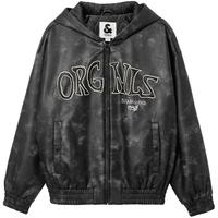 杰克·琼斯(JACK&JONES)男装秋冬季节棉服外套宽松版连帽设计拉链字母印花设计225409008 E43纯黑色 2XL (190)